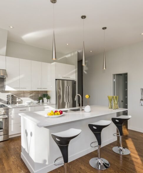 A beautiful shot of a modern house kitchen
